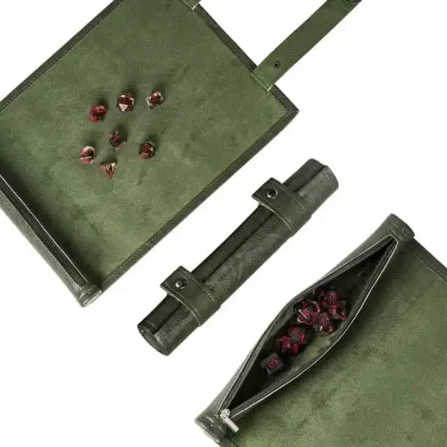 Scroll of Holding (Green) | Vegan Leather Dice Mat - The Ork Forge