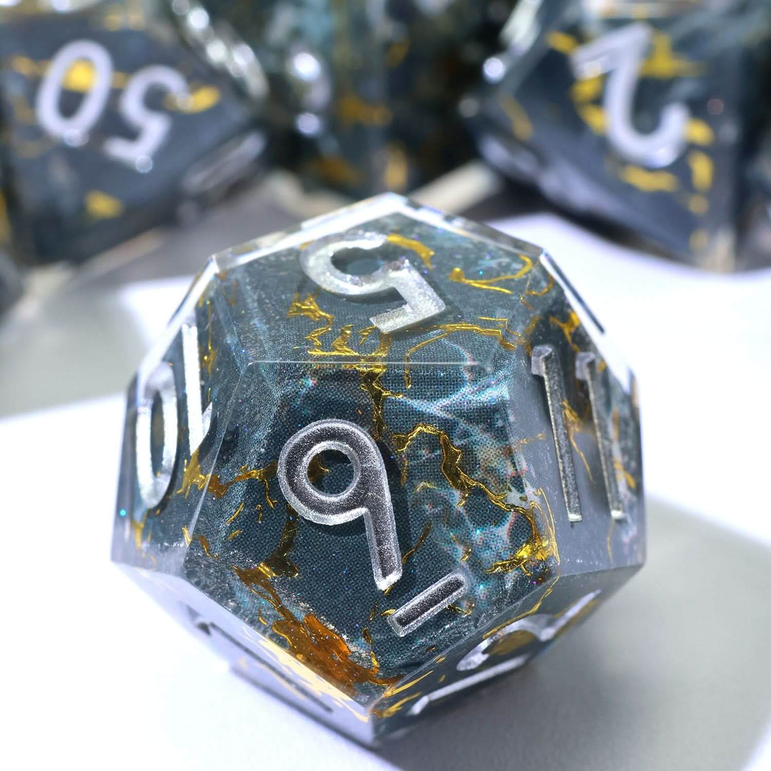 Gilded Void | Art Core Dice | 7 Piece Set - The Ork Forge