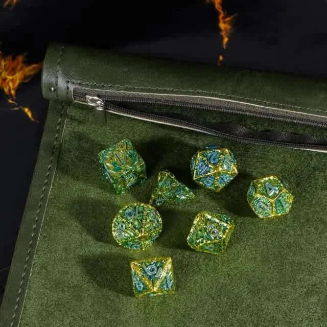 Scroll of Holding (Green) | Vegan Leather Dice Mat - The Ork Forge
