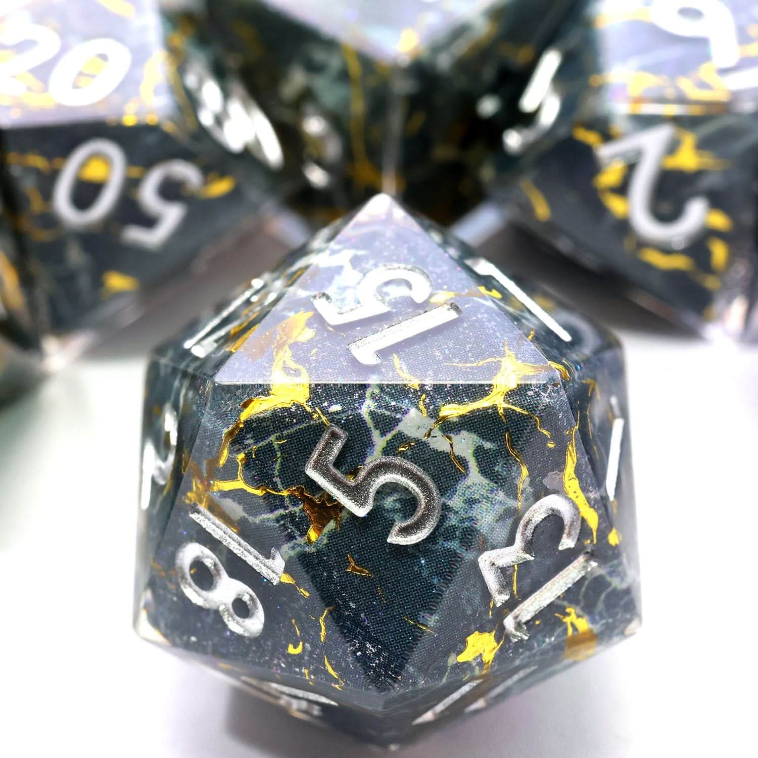 Gilded Void | Art Core Dice | 7 Piece Set - The Ork Forge