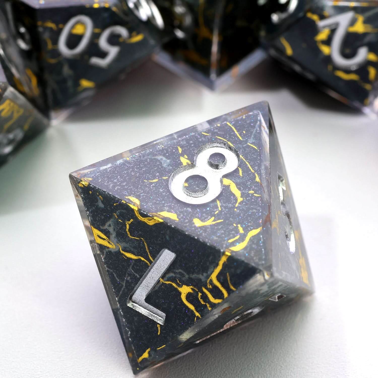 Gilded Void | Art Core Dice | 7 Piece Set - The Ork Forge