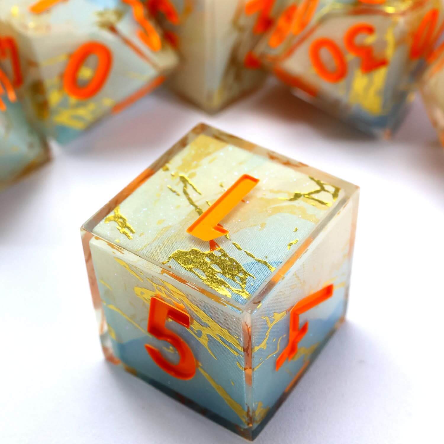 Divine Thunder | Art Core Dice | 7 Piece Set - The Ork Forge