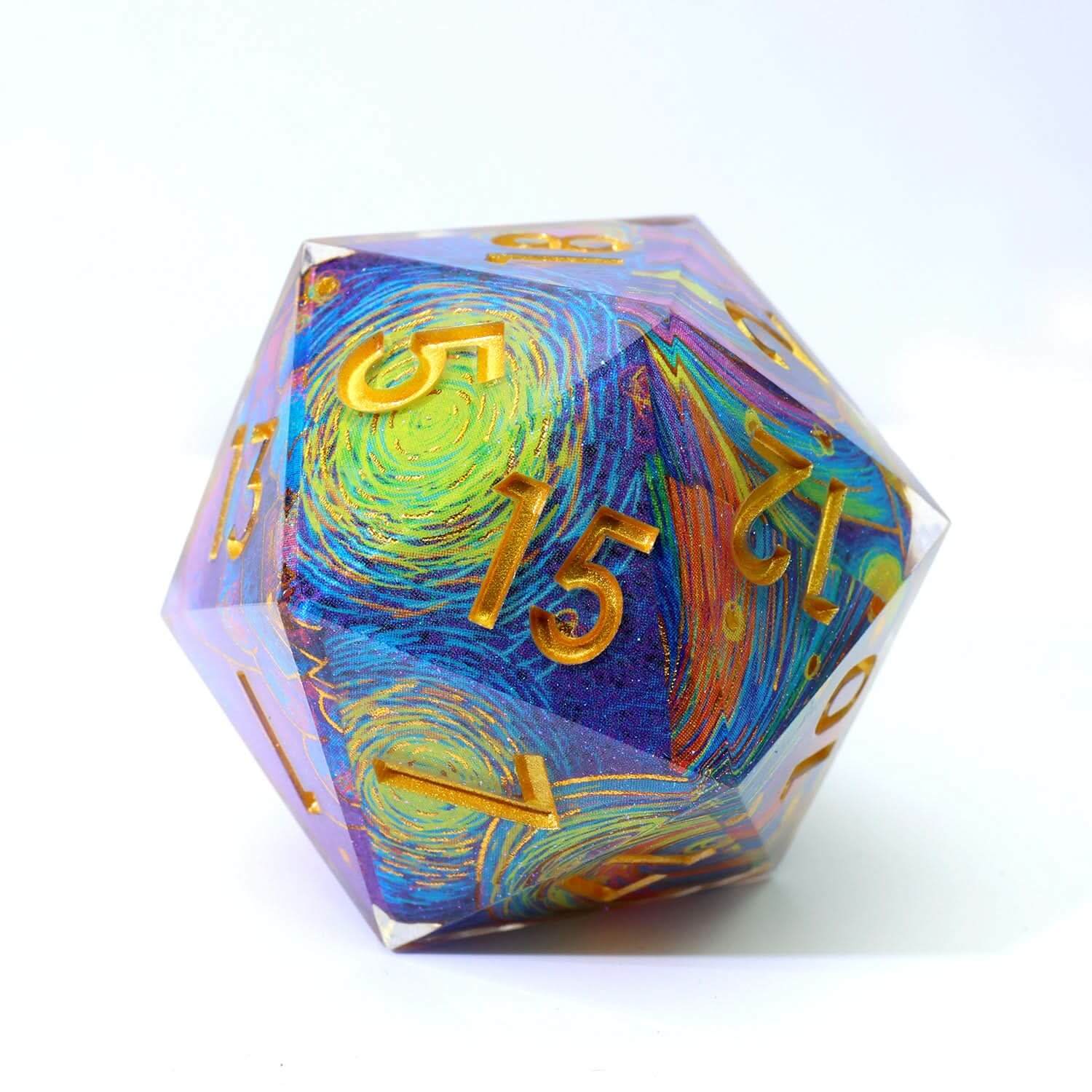 Gilded Cosmos | 33mm D20 | Oversized Art Core Dice - The Ork Forge