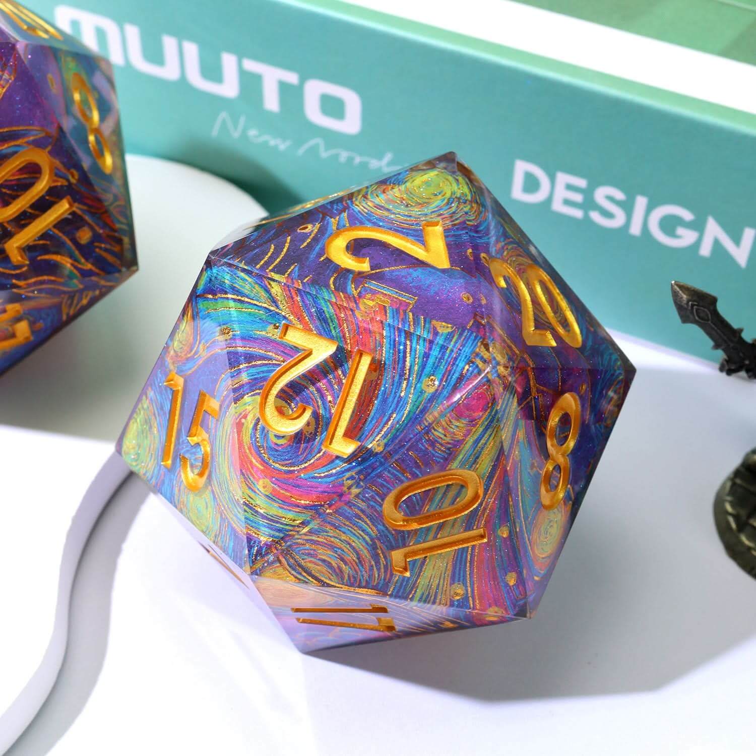 Gilded Cosmos | 33mm D20 | Oversized Art Core Dice - The Ork Forge
