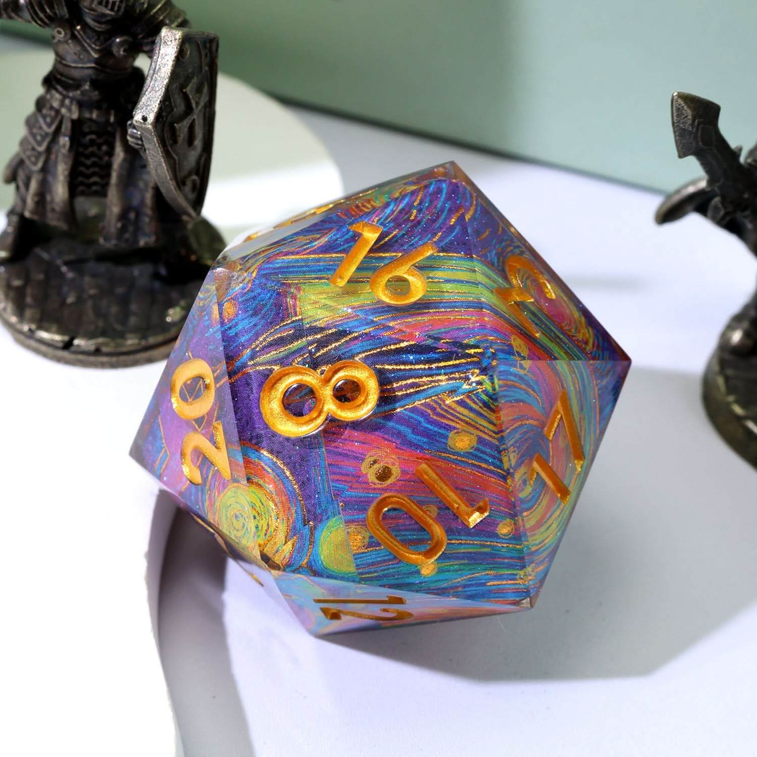 Gilded Cosmos | 33mm D20 | Oversized Art Core Dice - The Ork Forge