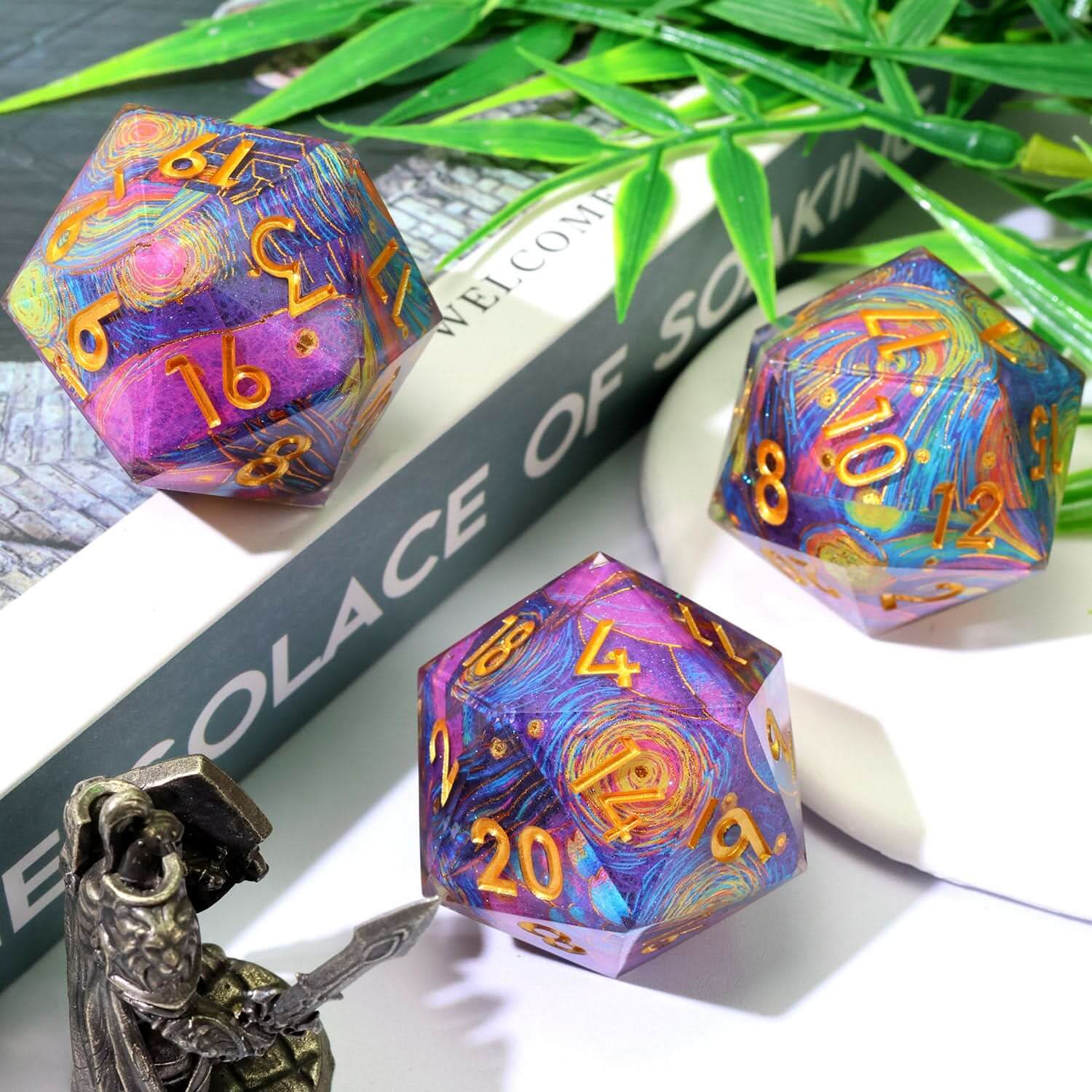 Gilded Cosmos | 33mm D20 | Oversized Art Core Dice - The Ork Forge
