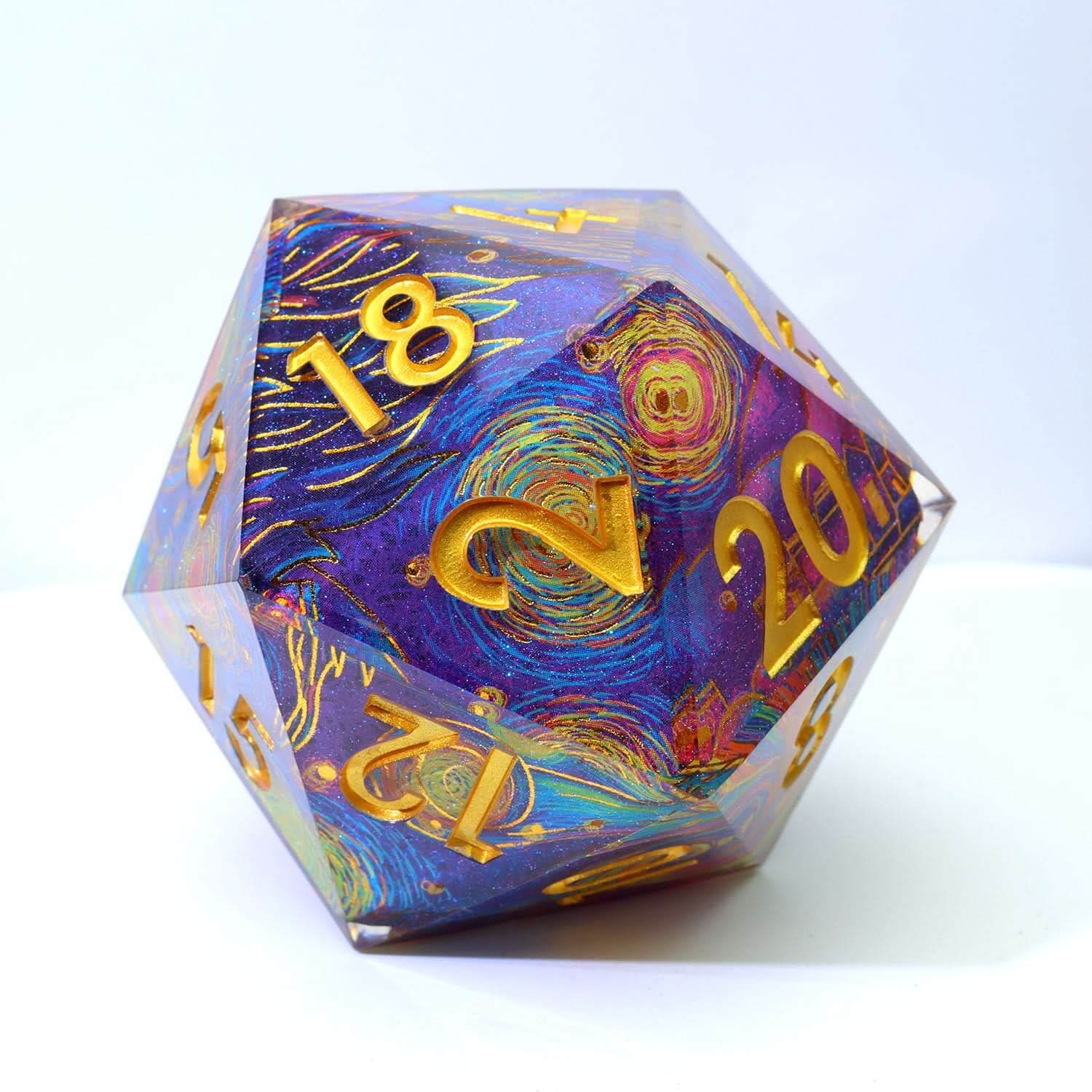 Gilded Cosmos | 50mm D20 | Oversized Art Core Dice - The Ork Forge