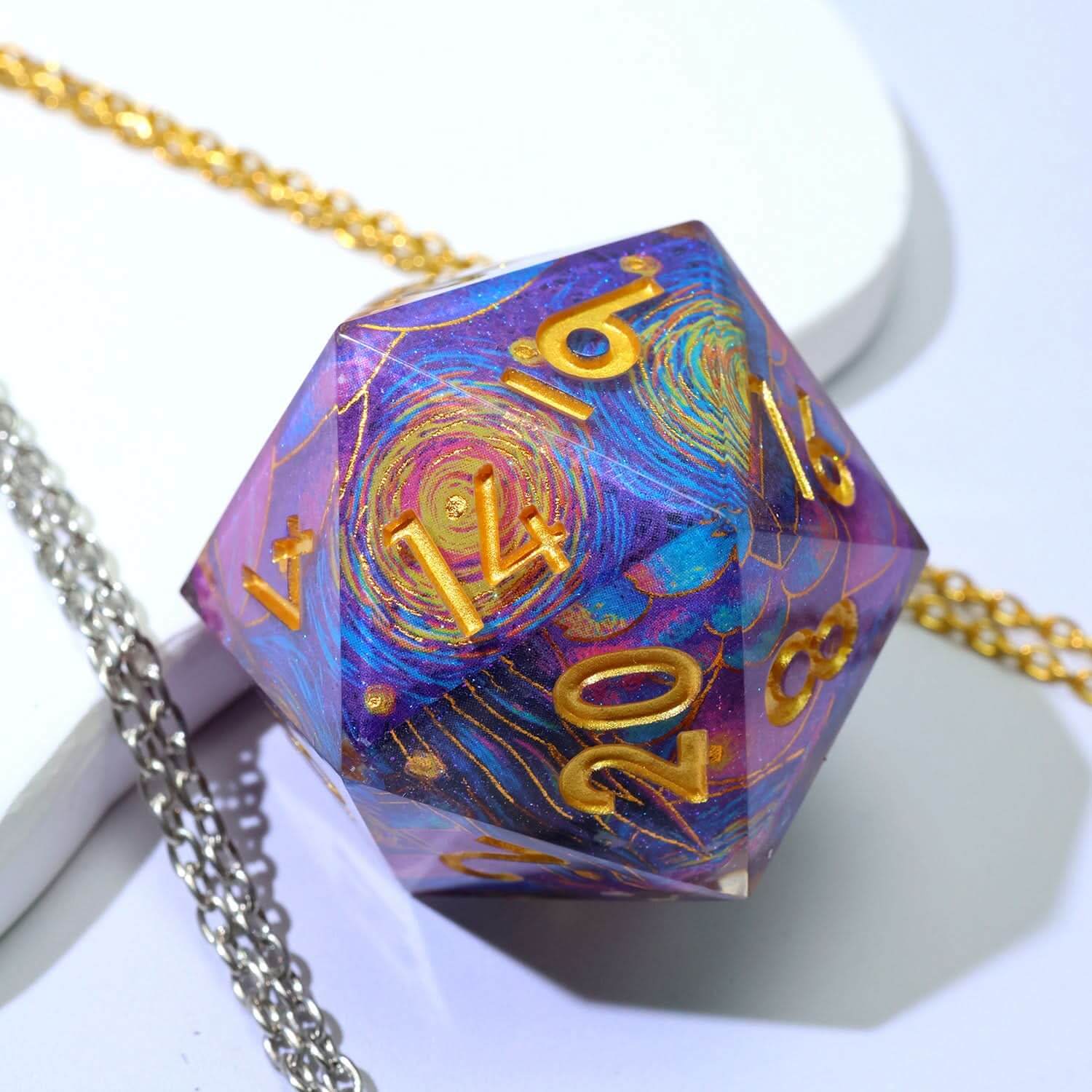 Gilded Cosmos | 50mm D20 | Oversized Art Core Dice - The Ork Forge