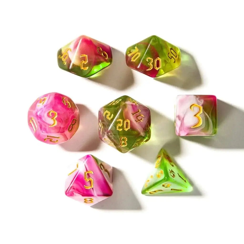 Springtime Swirl | Acrylic Dice | 7 Piece Set - The Ork Forge