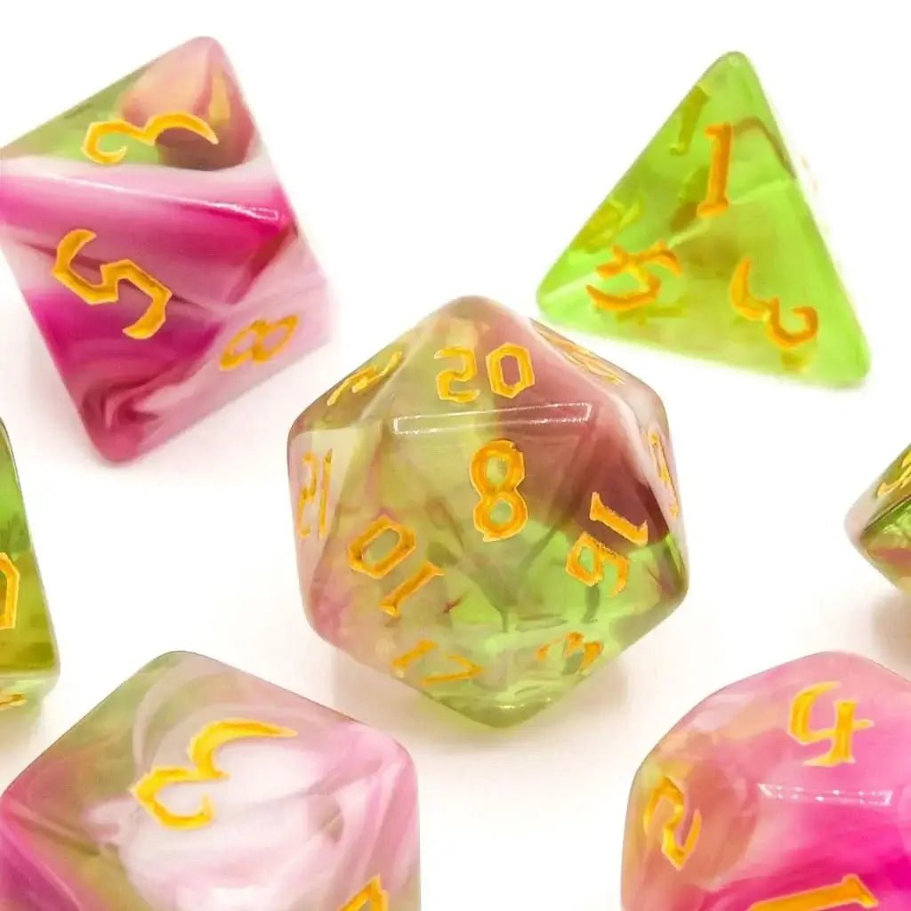 Springtime Swirl | Acrylic Dice | 7 Piece Set - The Ork Forge