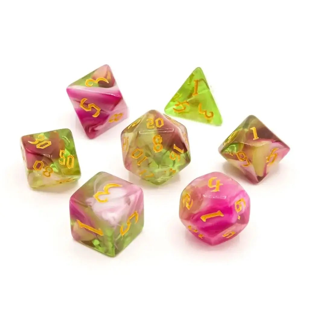 Springtime Swirl | Acrylic Dice | 7 Piece Set - The Ork Forge