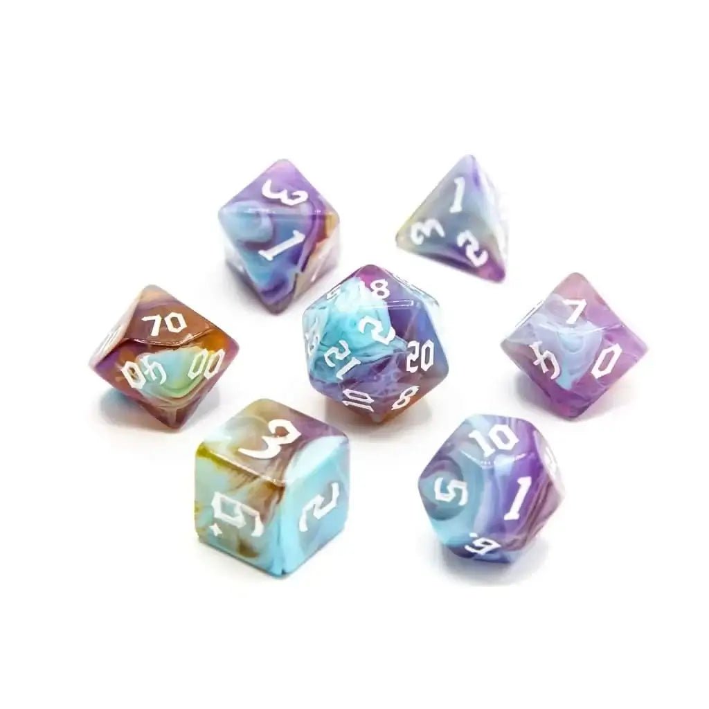 Mystic Earth | Acrylic Dice | 7 Piece Set - The Ork Forge