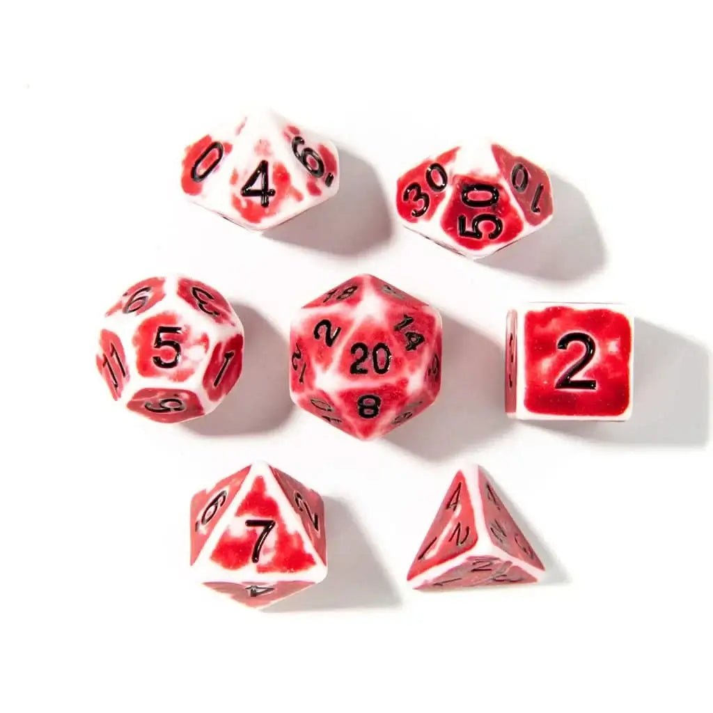 Crimson Relic - Acrylic DND Dice Set - 7 Piece Polyhedral - The Ork Forge