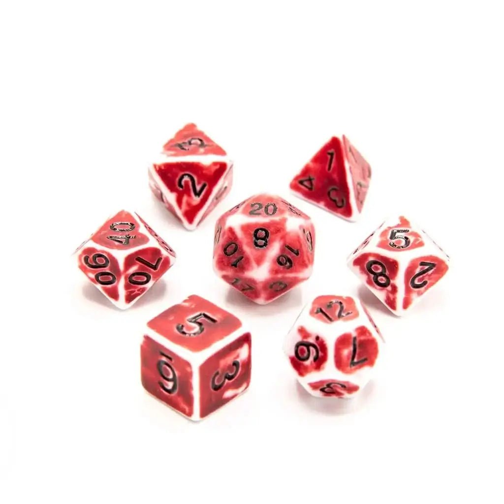 Crimson Relic - Acrylic DND Dice Set - 7 Piece Polyhedral - The Ork Forge