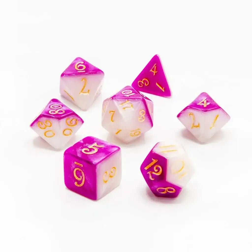 Lunar Amethyst | Acrylic Dice | 7 Piece Set - The Ork Forge