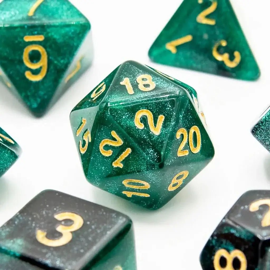 Emerald Night | Acrylic Dice | 7 Piece Set - The Ork Forge