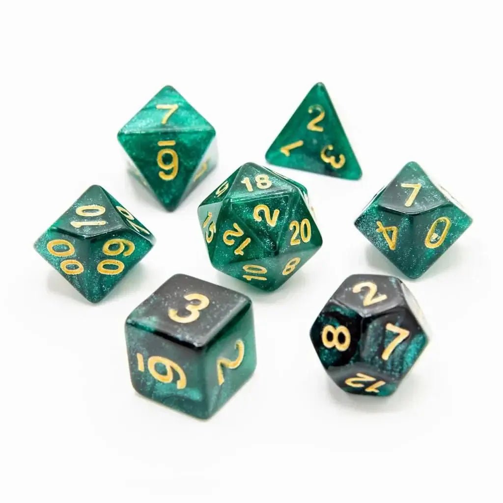 Emerald Night | Acrylic Dice | 7 Piece Set - The Ork Forge