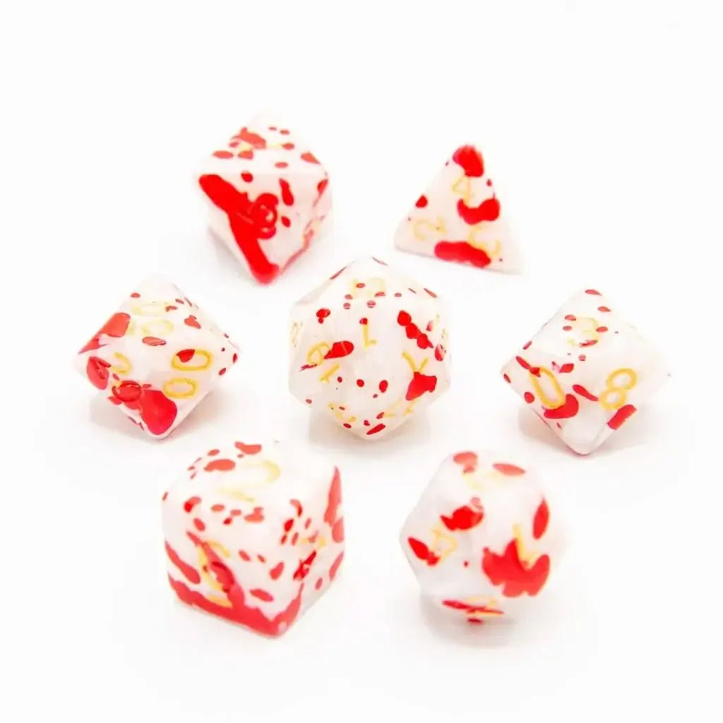 Bloodstained Ivory | Acrylic Dice | 7 Piece Set - The Ork Forge