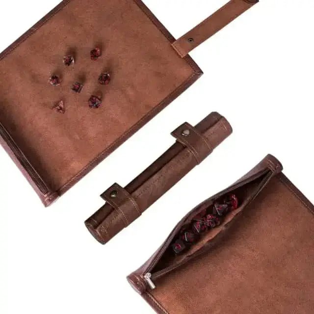 Scroll of Holding (Brown) | Vegan Leather Dice Mat - The Ork Forge
