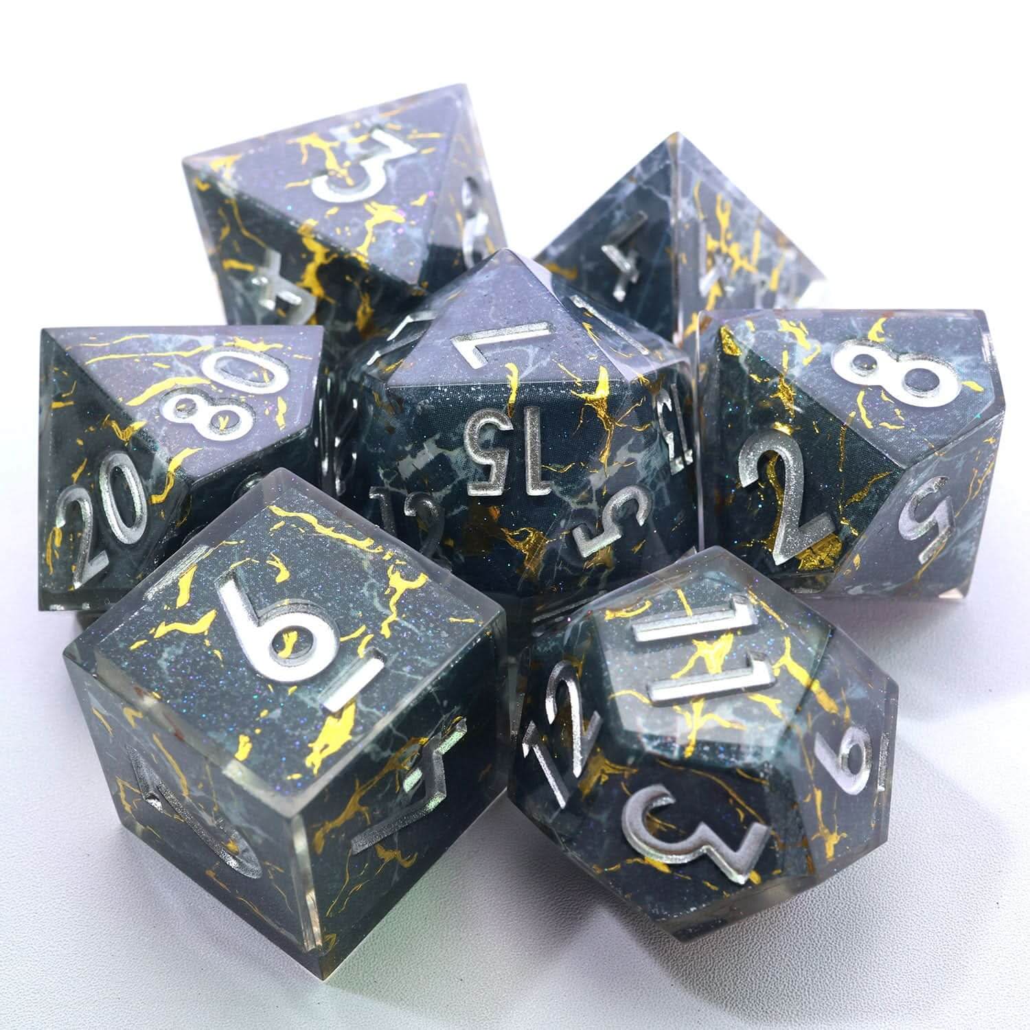 Gilded Void | Art Core Dice | 7 Piece Set - The Ork Forge