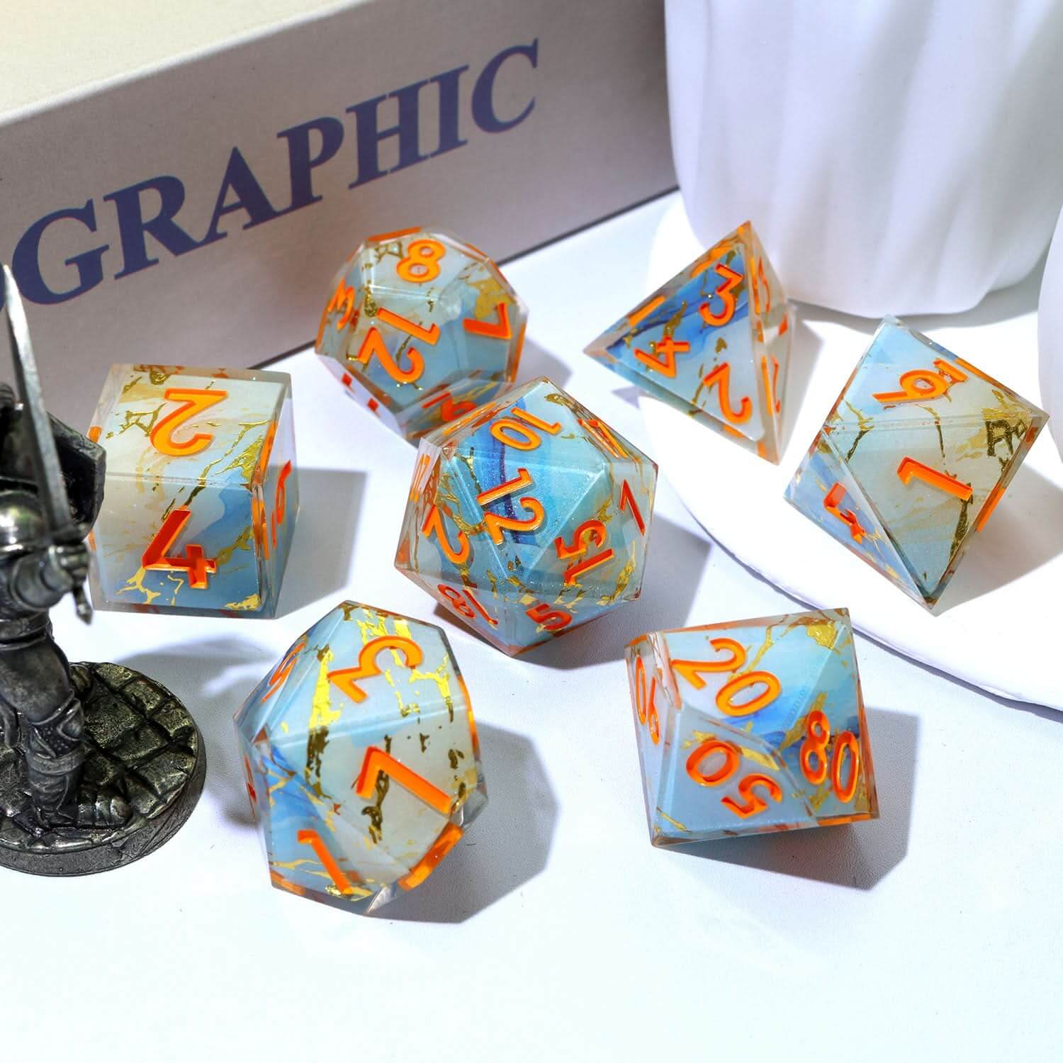 Divine Thunder | Art Core Dice | 7 Piece Set - The Ork Forge