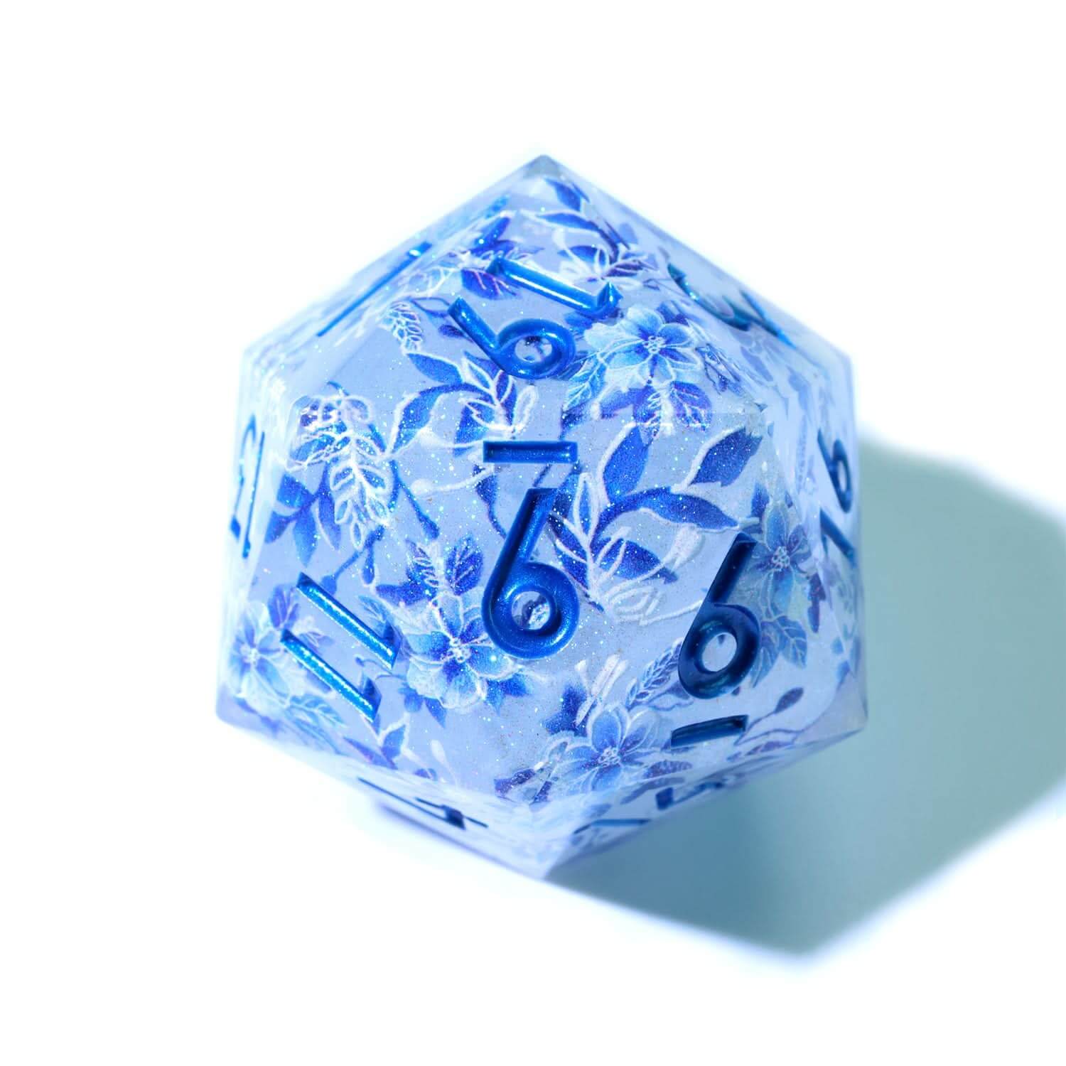 Snowflower | 50mm D20 | Oversized Art Core Dice - The Ork Forge