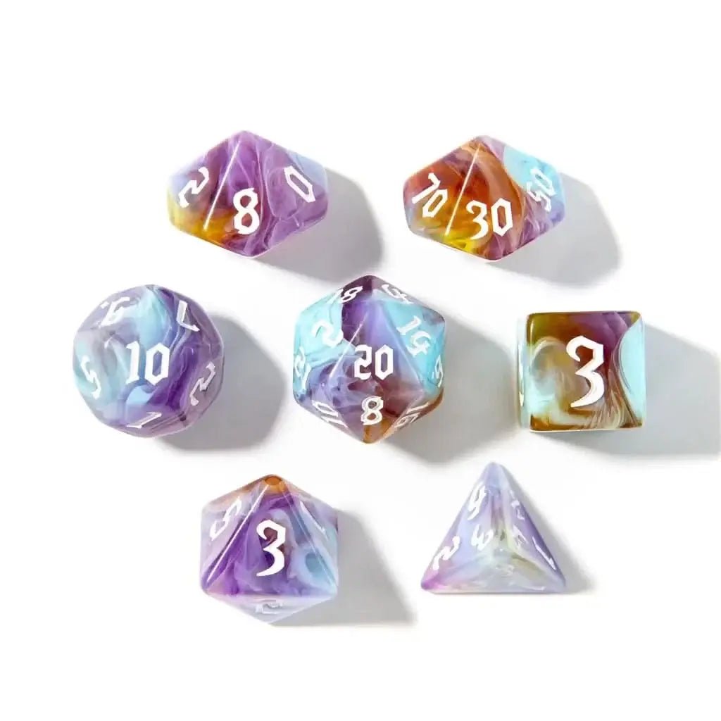 Mystic Earth | Acrylic Dice | 7 Piece Set - The Ork Forge