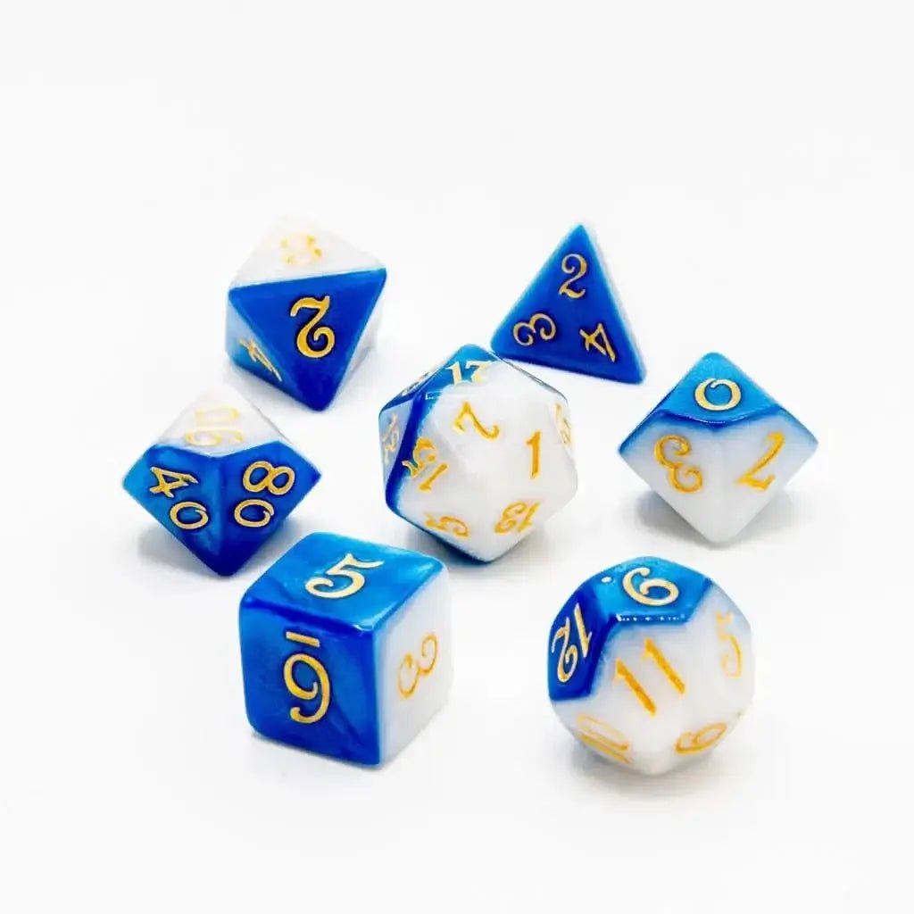 Frosted Azure - Acrylic DND Dice Set - 7 Piece Polyhedral - The Ork Forge