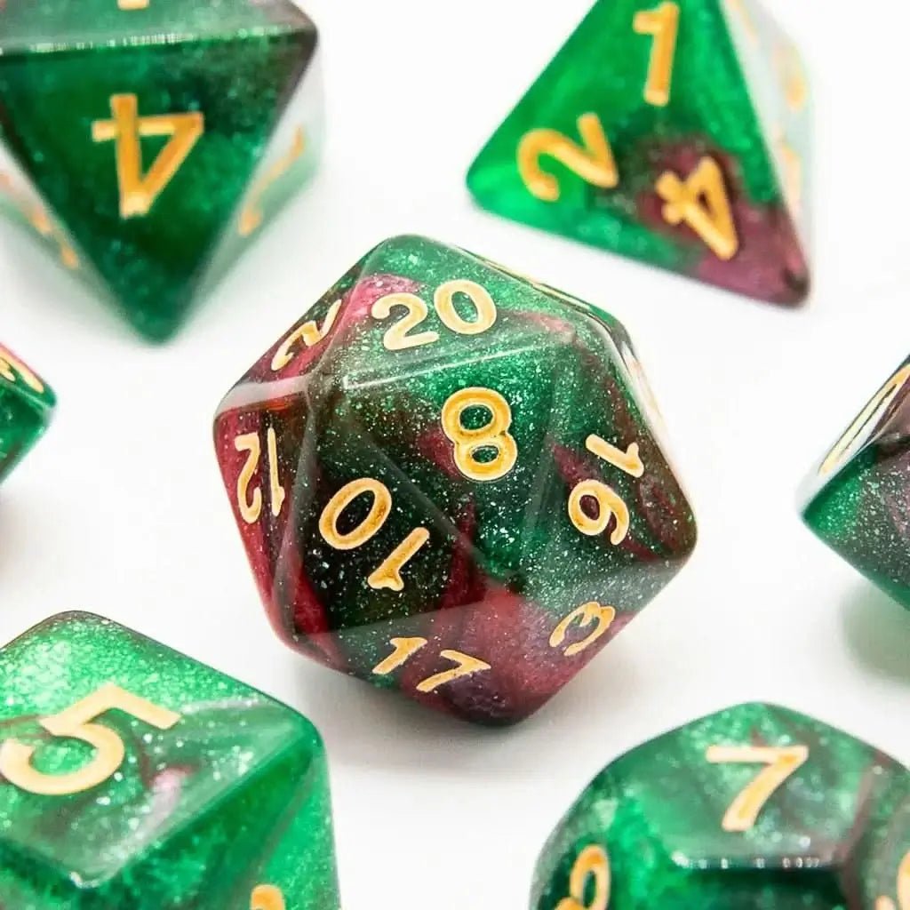 Red Apple Forest | Acrylic Dice | 7 Piece Set - The Ork Forge