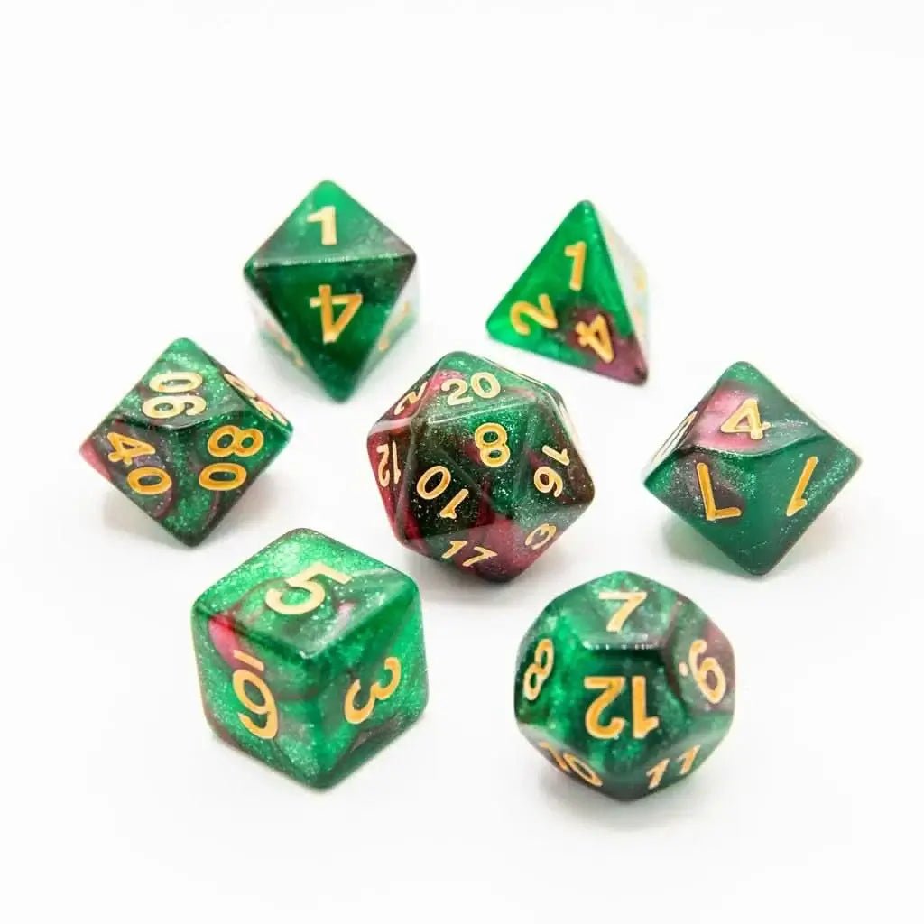 Red Apple Forest | Acrylic Dice | 7 Piece Set - The Ork Forge