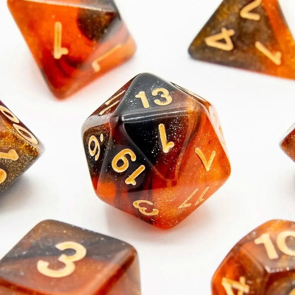 Golden Licorice | Acrylic Dice | 7 Piece Set - The Ork Forge