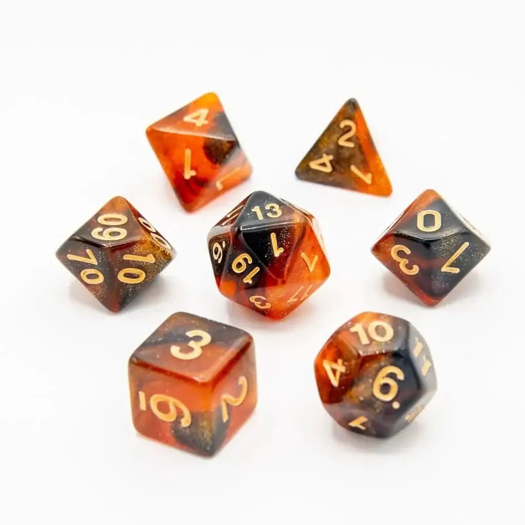 Golden Licorice | Acrylic Dice | 7 Piece Set - The Ork Forge
