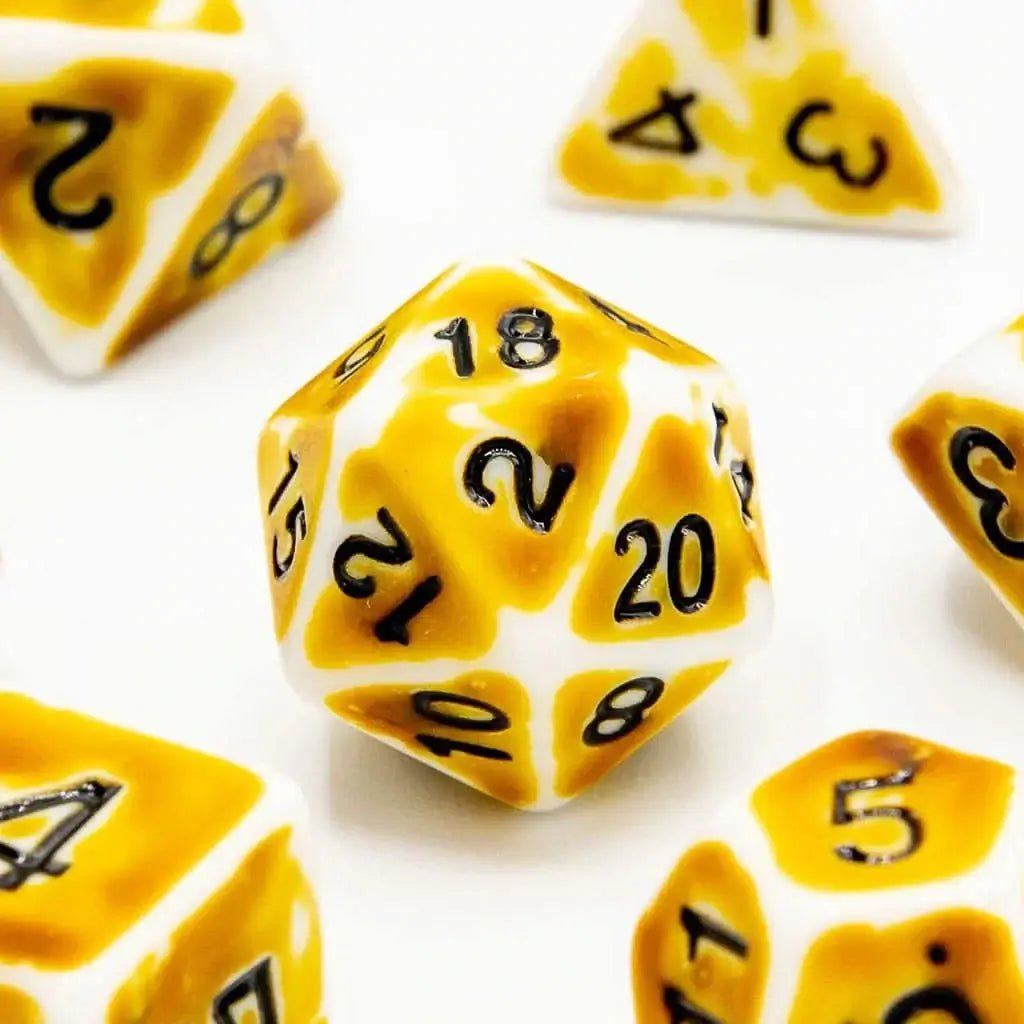 Faded Glory Yellow | Acrylic Dice | 7 Piece Set - The Ork Forge