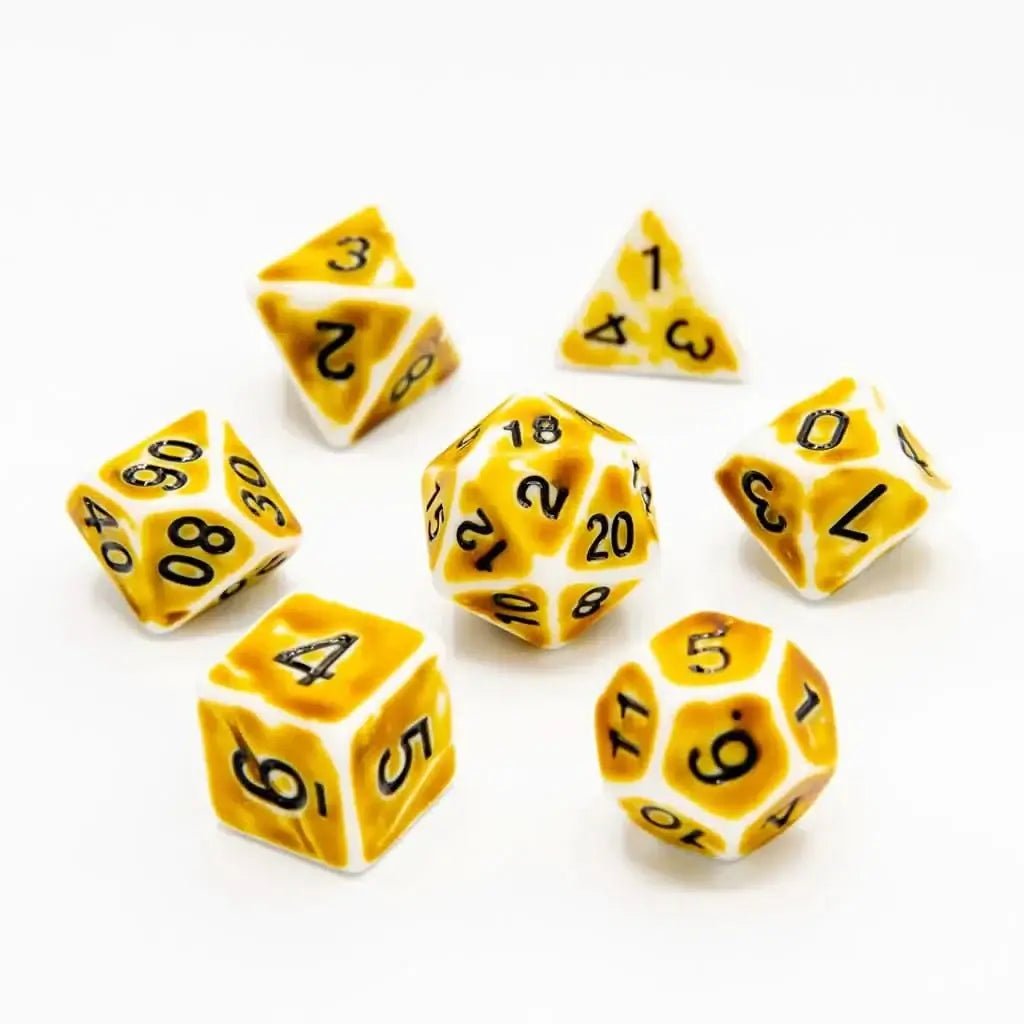 Faded Glory Yellow | Acrylic Dice | 7 Piece Set - The Ork Forge