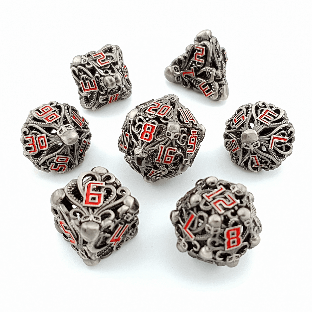 Spectral Depths | Hollow Metal Dice | 7 Piece Set - The Ork Forge