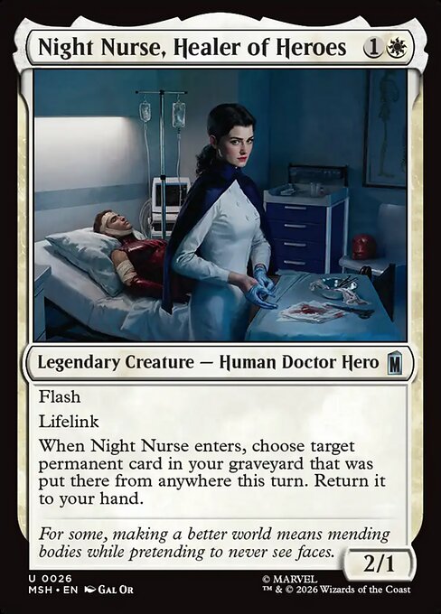 Night Nurse, Healer of Heroes - catalogue image