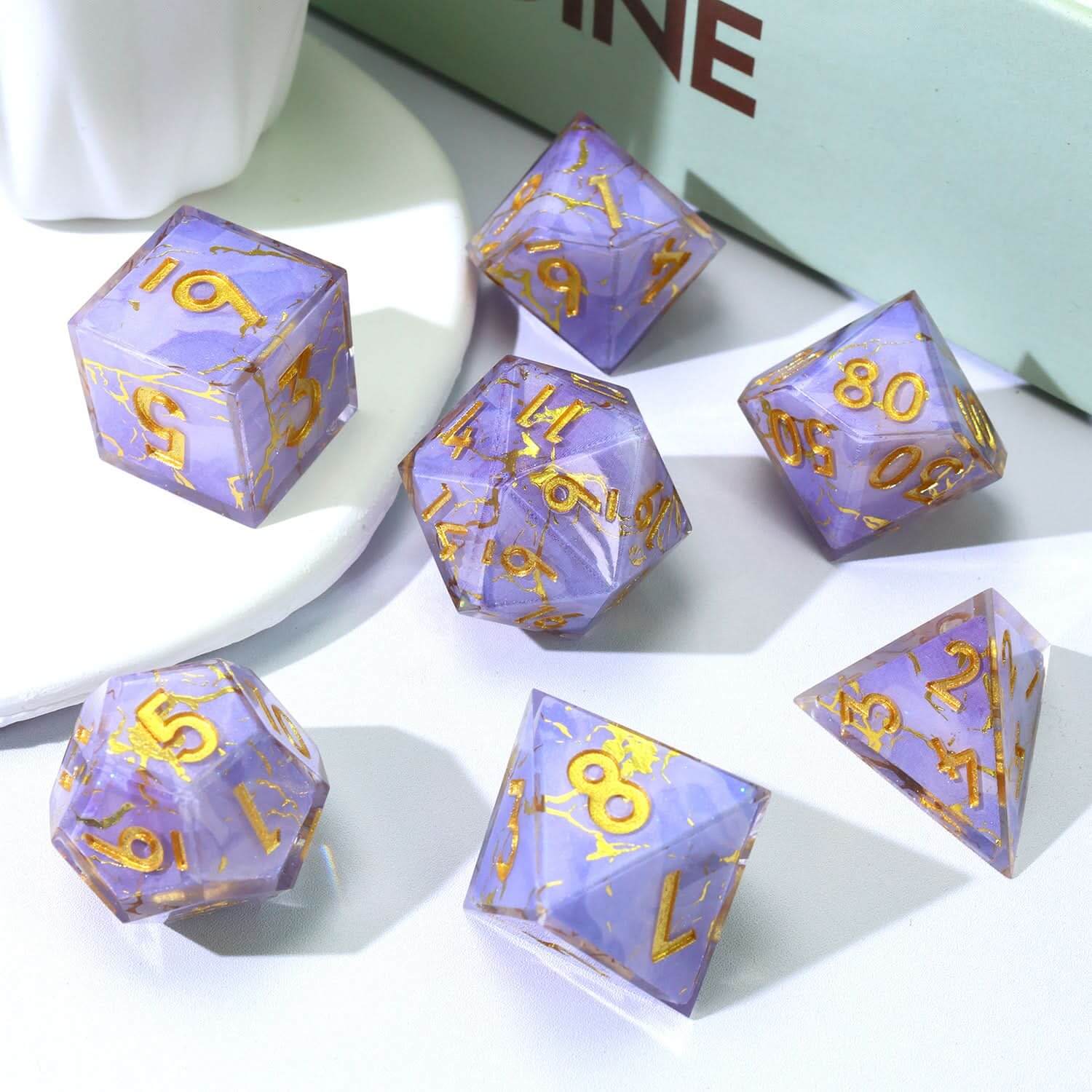 Lunari Whisper | Art Core Dice | 7 Piece Set - The Ork Forge
