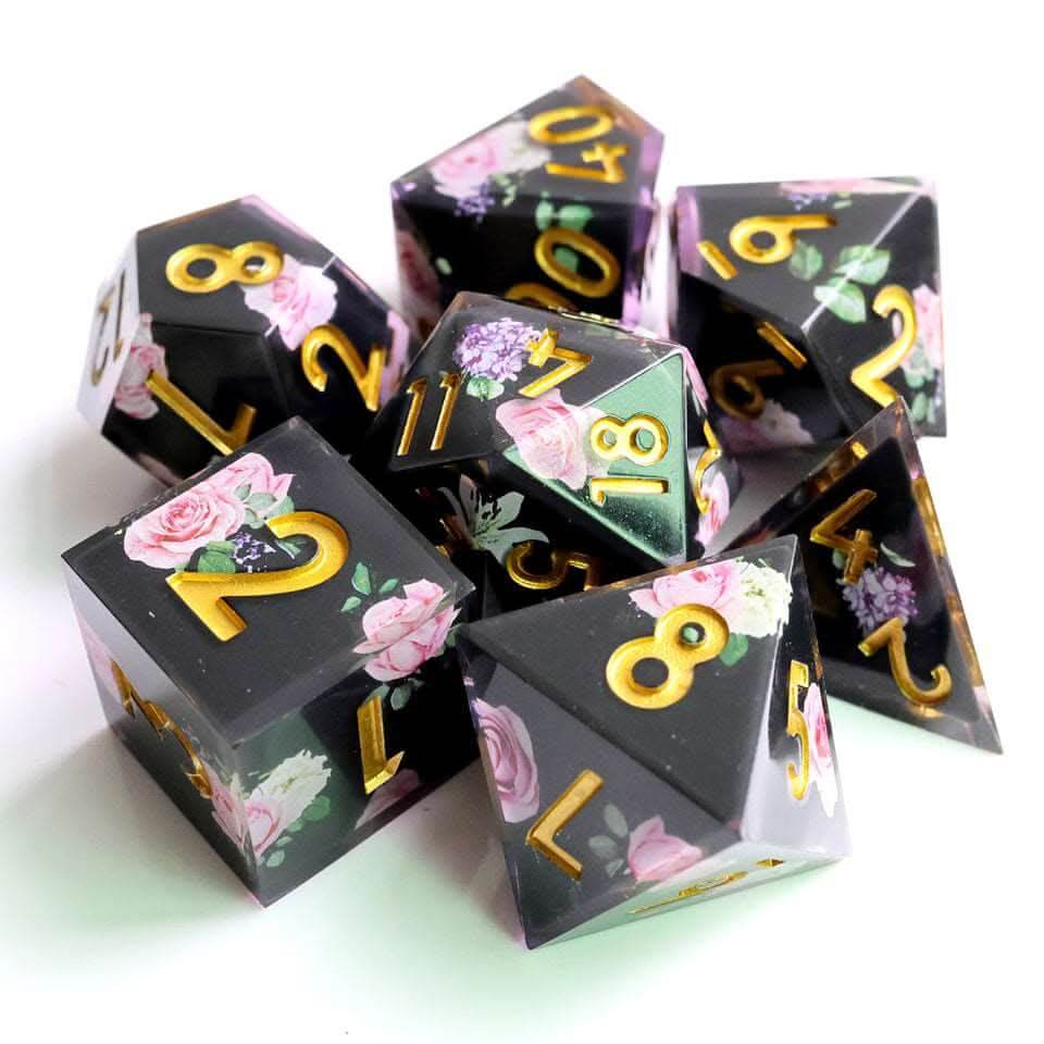 Floral Tsundere | Art Core Dice| 7 Piece Set - The Ork Forge