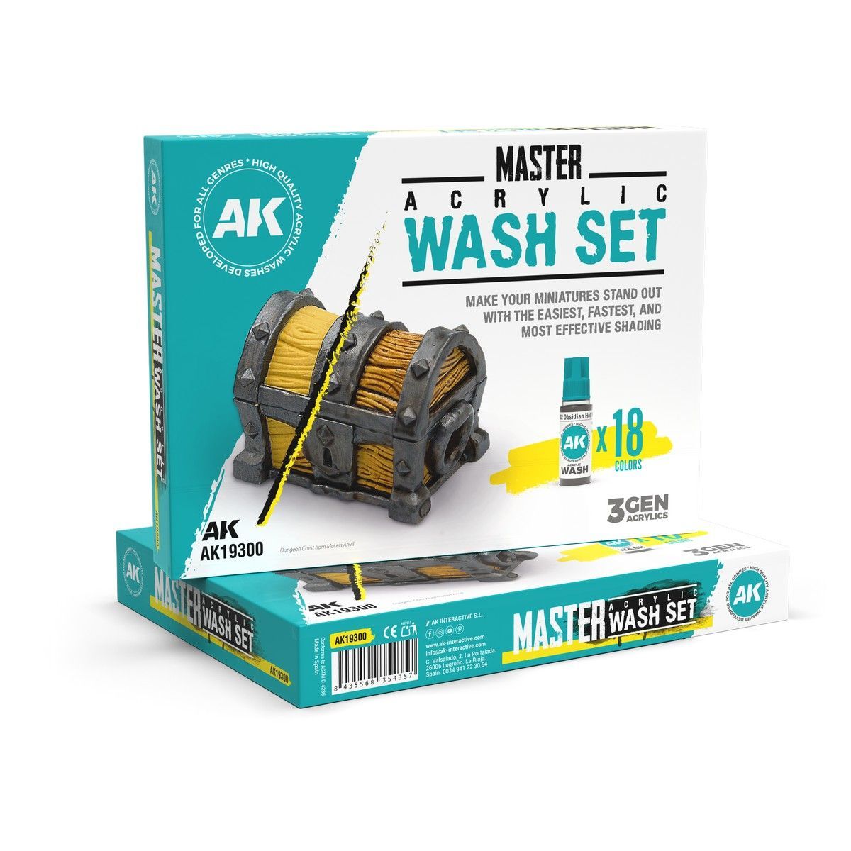 Washes: Master Acrylic Wash Set Full Range 18 Colors